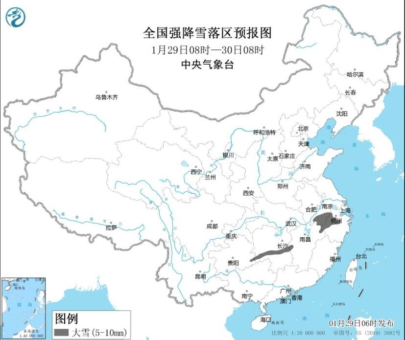 暴雪蓝色预警发布：安徽、浙江、湖南部分地区有大雪