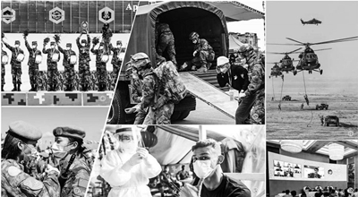 在党的旗帜下，为了和平勇毅前行