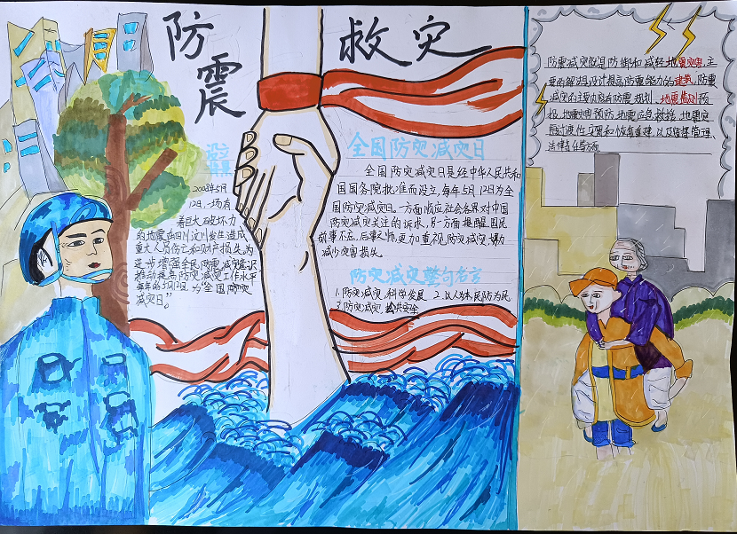 霍山县佛子岭镇中心学校举办“防震减灾”手抄报比赛