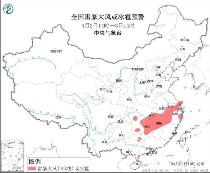 强对流天气黄色预警：安徽等8省份部分地区将有雷暴大风或冰雹